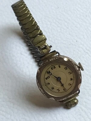 Vergoldete Uhr Rarität antik feine Handaufzug Uhr Damenuhr Armbanduhr mechanisch - Bild 1 von 4