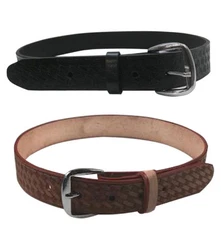 Men`s Leather Work Belt Black/Brown 1 1/2” Hand Made Heavy Duty Basket Wave