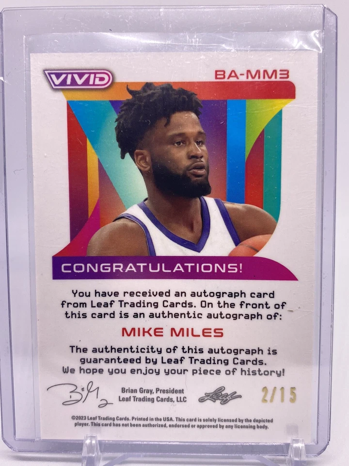 Mike Miles 2023 Leaf VividGreen  Autograph Auto #2/15 - TCU HORNED FROGS (396) - Image 4 of 4