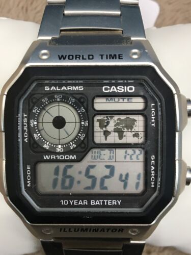 Casio Men's AE1200WH Stainless Analog Digital Multi-Function Watch