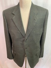Corneliani 42R Jacket Green Silk Wool 3 Button Men's Blazer Made In Italy