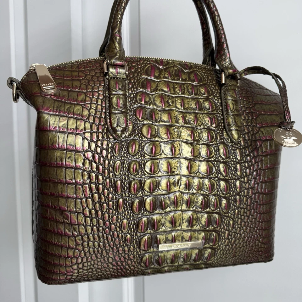 Bolso Brahmin Duxbury Pesto Melbourne Cuero Verde Púrpura Foto 3 de 4