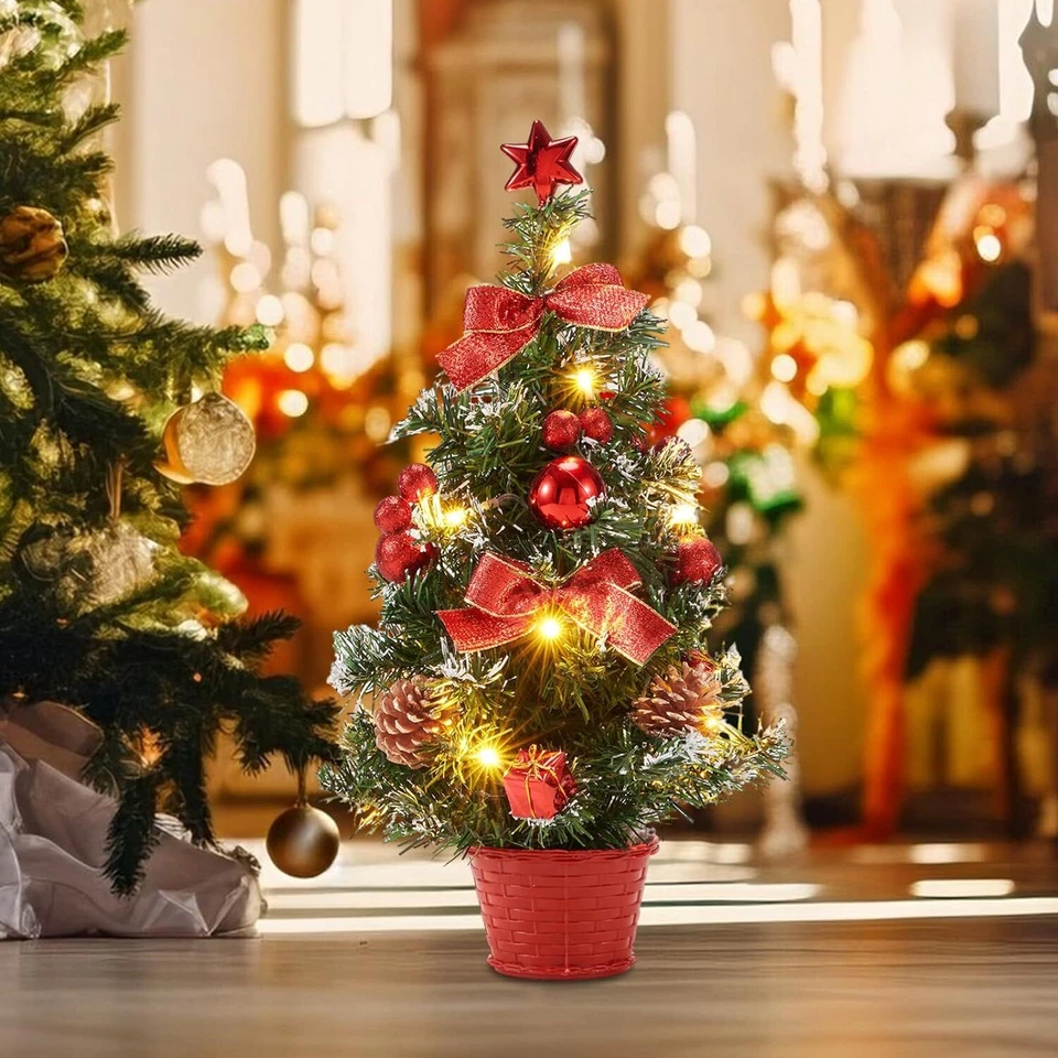 Mini Künstlicher Weihnachtsbaum Tannenbaum LED beleuchtet geschmückt Christbaum - Bild 4 von 4