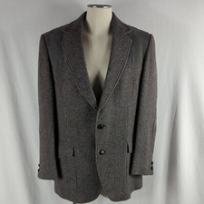 VINTAGE Pendleton Blazer Mens 44 Long Grey Wool Elbow Patches Western Tweed 90s