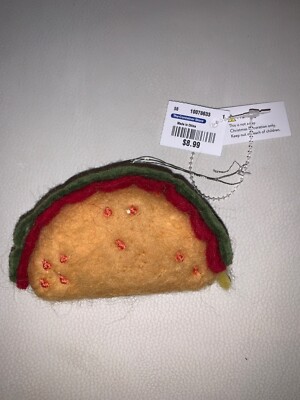 Wool Felt Christmas Ornament Taco Container Store New 4 x2.5 