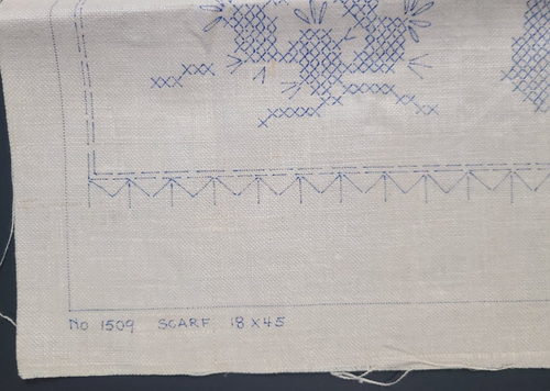 Vtg Cowboy Western Dresser Scarf Table Runner Stamped for Embroidery Linen - Picture 8 of 10
