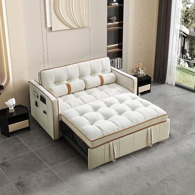 3 in 1 Convertible Sleeper Sofa Bed 55''  Velvet Loveseat Pull Out Sofa Bed Couch