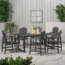 Ace Outdoor 6 Seater Acacia Wood Adirondack Dining Set