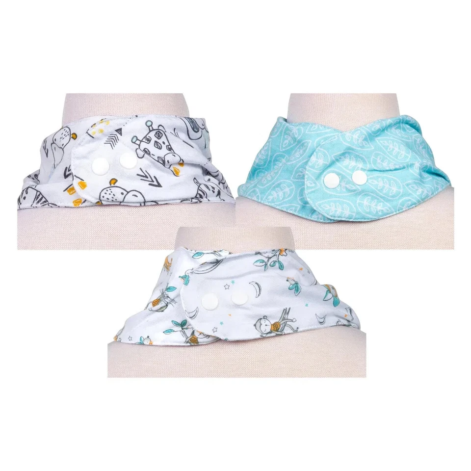 3 PK Trend Lab Baby Jersey Bandana Feeding Bib Set - Safari - Image 2 of 4