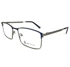 Adin Thomas Eyeglasses Frames AT-456 C1 Grey Navy Blue Half Rim 54-18-140