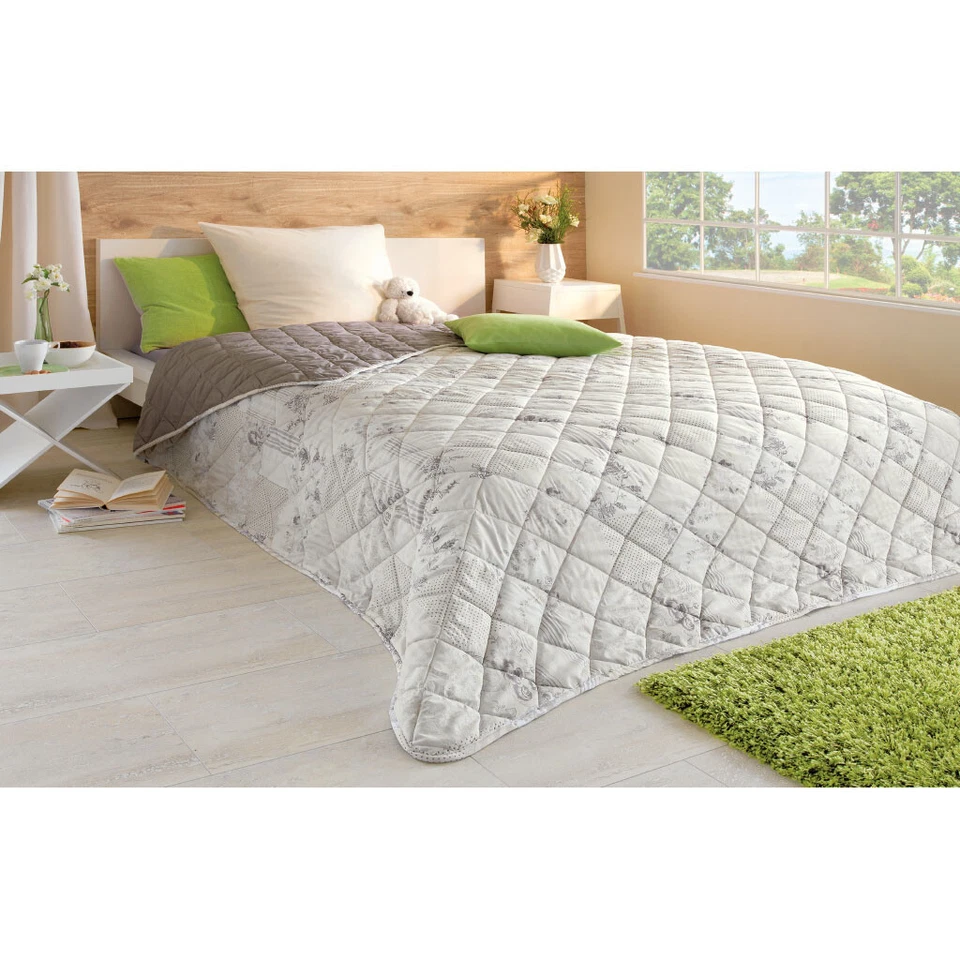 Tagesdecke Sofaüberwurf Bett Decke Überwurf Stepp bedruckt Patchwork XXL 220x240 - Bild 2 von 4