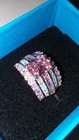 Pink & White CZs Baguettes & CZ Rounds Sterling Silver Band Ring SIZE 8 — photo 3