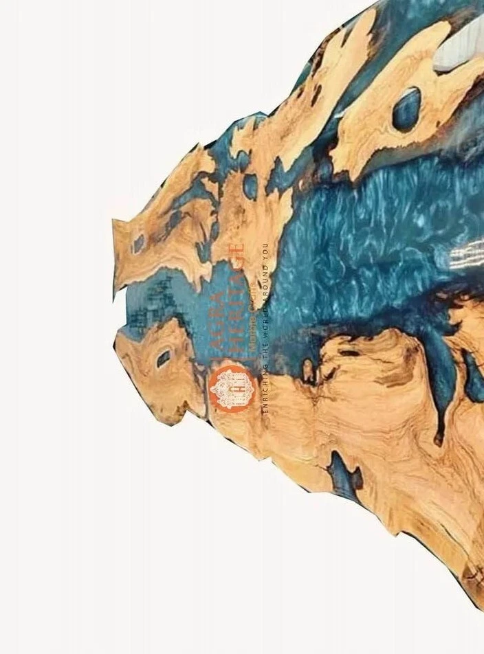 Custom Epoxy Resin Dining Table Top Live Edge Wood Furniture Interior Room Decor - Image 4 of 4