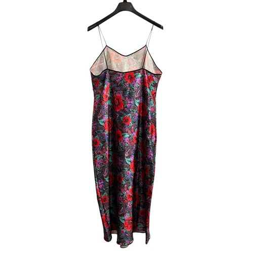 Vintage Slip Dress Womens L Red Satin Floral Maxi Paisley Nightgown 90s Y2K - Picture 2 of 6