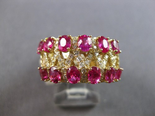 LARGE 3.62CT DIAMOND & AAA RUBY 14KT YELLOW GOLD CRISS CROSS INFINITY LOVE RING - Picture 4 of 7