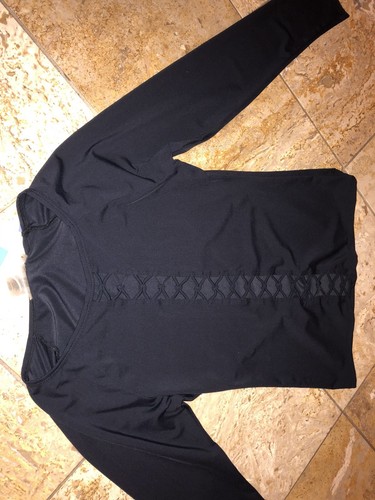 Bleu Rod Beattie Black Knotty But Nice Rash Guard Swimsuit Top Women's S NWT - Foto 8 di 8