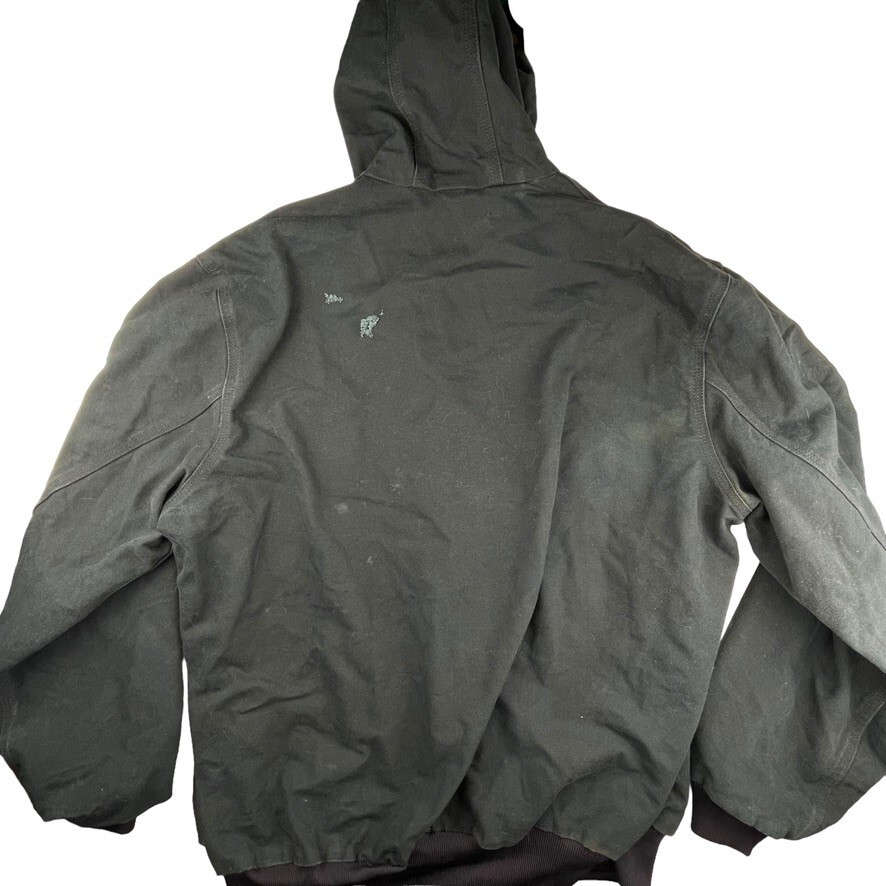 Vintage USA Carhartt J131 BLK hooded full zip duck thermal jacket