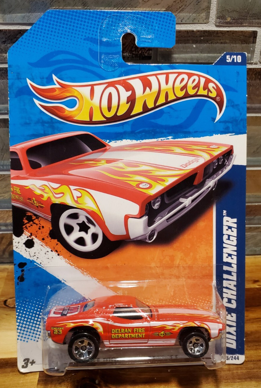 2011 Hot Wheels #165 HW Main Street 5/10 DIXIE CHALLENGER Red w/Chrome 5 Spokes