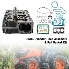 Complete Cylinder Head & Full Gasket Kit Compatible With Kubota D1703 Engine,