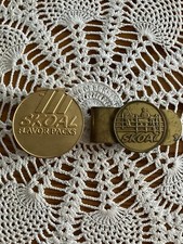 2 Vintage Collectible SKOAL Money Clips Smokeless Tobacco Brass Flavor Packs