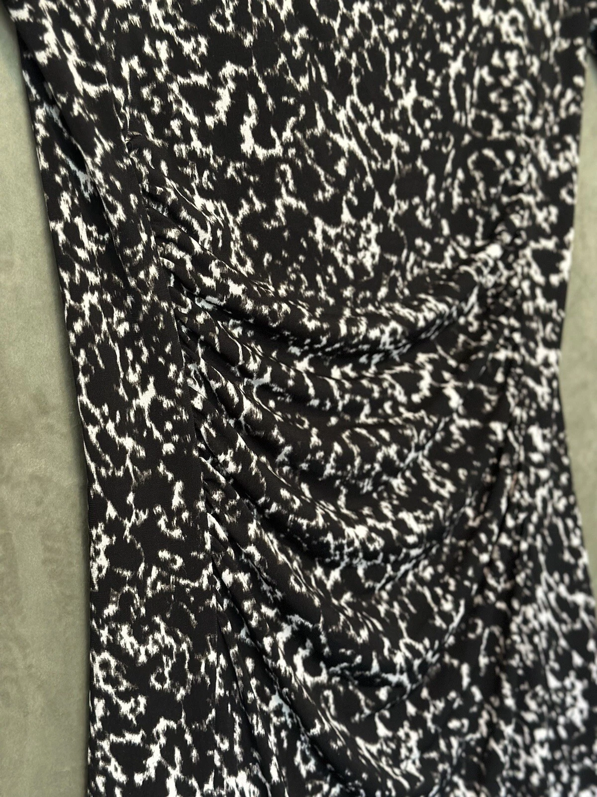 Abito MICHAEL KORS nero bianco elasticizzato aderente dettaglio cerniera vita increspata tg XXS