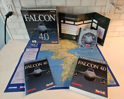 VTG MicroProse Falcon 4.0 Flight Simulator for Macintosh Rare Map Keyboard Chart