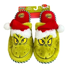 MENS XL 13-14**  GRINCH SLIPPERS SMILE ** DR SEUSS FAST SHIPPING !! STYLE 4D