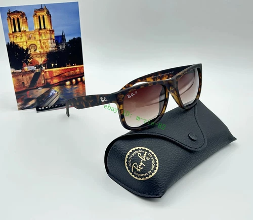 Ray-Ban RB4165 Justin 54mm Polarized Sunglasses Matte Tortoise Frame Grey-Brown