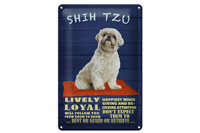 Blechschild Spruch 20x30 cm Shih Tzu Hund lively loyal Deko Schild tin sign