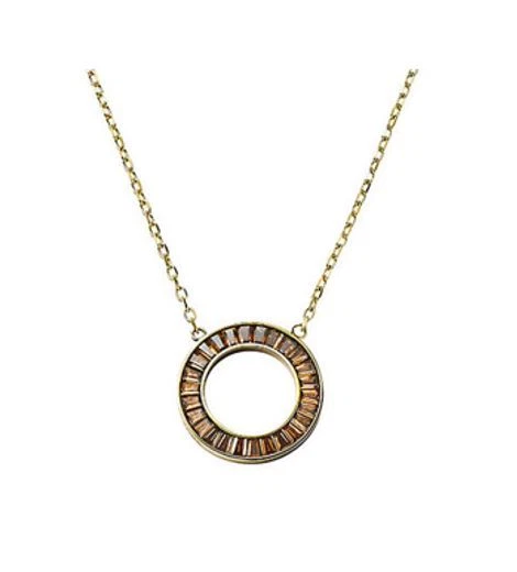 Nuevo Collar Colgante Anillo Baguette Colorado Tono Dorado Michael Kors MKJ3699710 $95 Foto 2 de 4