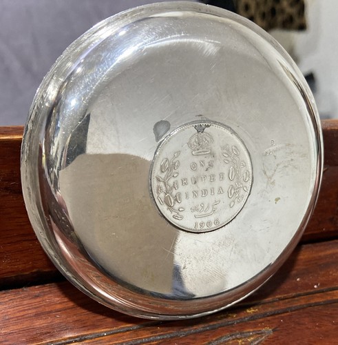 Edwardian Sterling silver Dish With Coin Insert King Edward VII Rupee Coin Dish - Picture 5 of 16