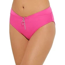 $20 Hula Honey Swimwear Bottom Junior Zippered High-Waist Solid Pink Size XL