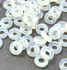 Large Hole Donut Beads, Round Rings, Milky White/Gloss Finish, Czech 20 Pcs, w43