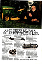 1987 Print Ad John Deere Lawn Tractor Mow Reveals the Secret of Long Life