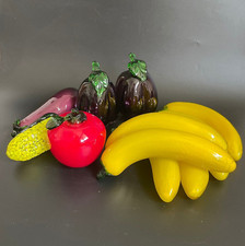 Vintage Set of 11 Murano Style Blown Art Glass Fruits Vegetables