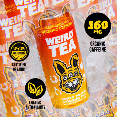 Organic White Peach Oolong Tea   16Oz Cans, 160Mg Organic Caffeine, Pack of 1...