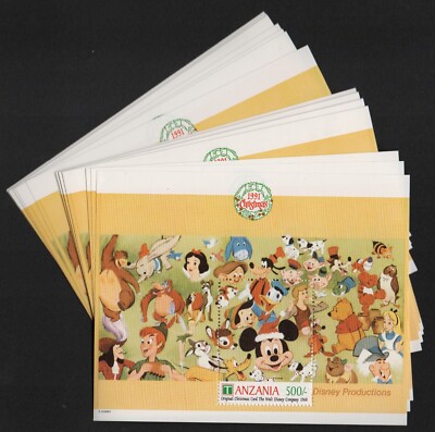 25 x TANSANIA Block Walt Disney Mickey Mouse (Mi Block 166 [1991]) ** MNH ME 187