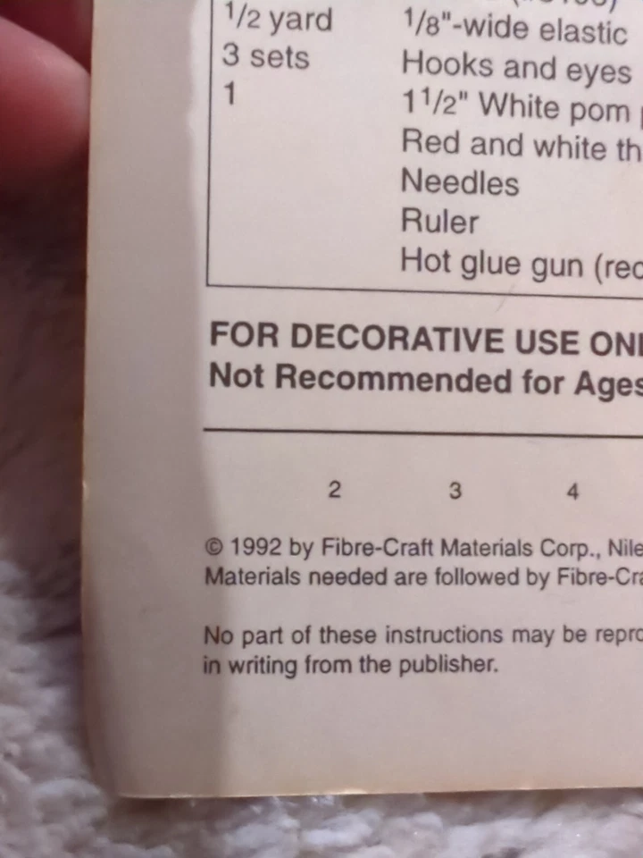 Santa Claus 1992 Fibre Craft Exclusive Santa Outfits Pattern Leaflet FCM302 Vtg - Image 2 of 3