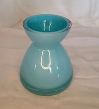VTG Blue Art Glass Vase w/ Clear Base – MCM Scandinavian Hourglass Style EUC