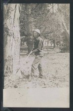 Sharp CA Capitola RPPC 1910 HUNTER POSES with RIFLE Smoking Pipe