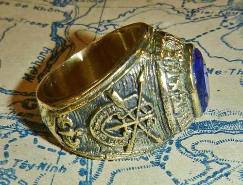 US Special Forces - MENS RING - Small Size 7.5 - Blue Stone - Vietnam War - R.6 - Picture 5 of 11