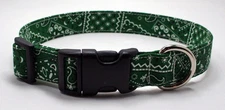 Bandanna Green #2 Dog Collar Adjustable Handmade Custom Designer