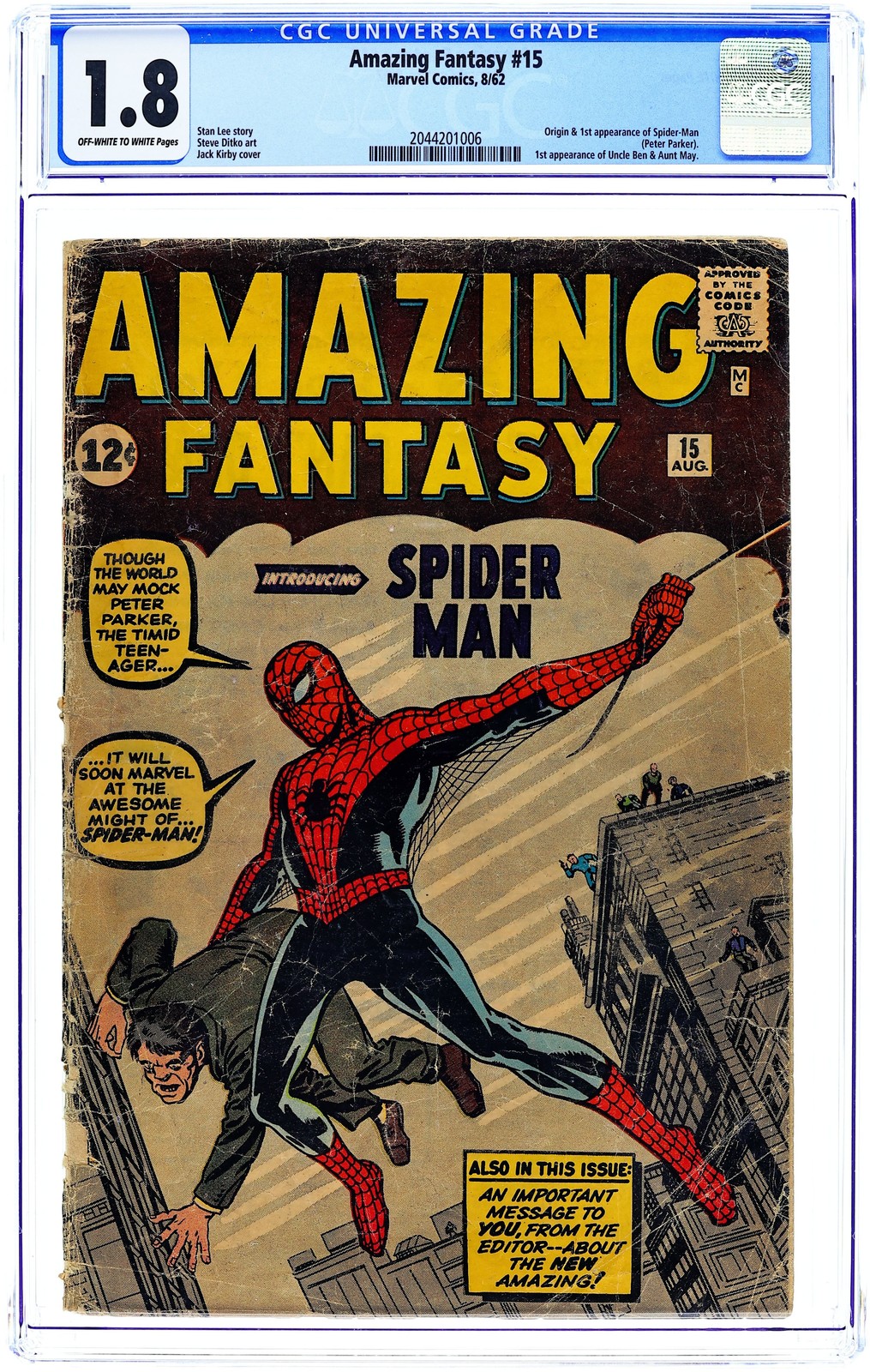 Amazing Fantasy #15 CGC 1.8 1962 2044201006 1st app. Spider-Man