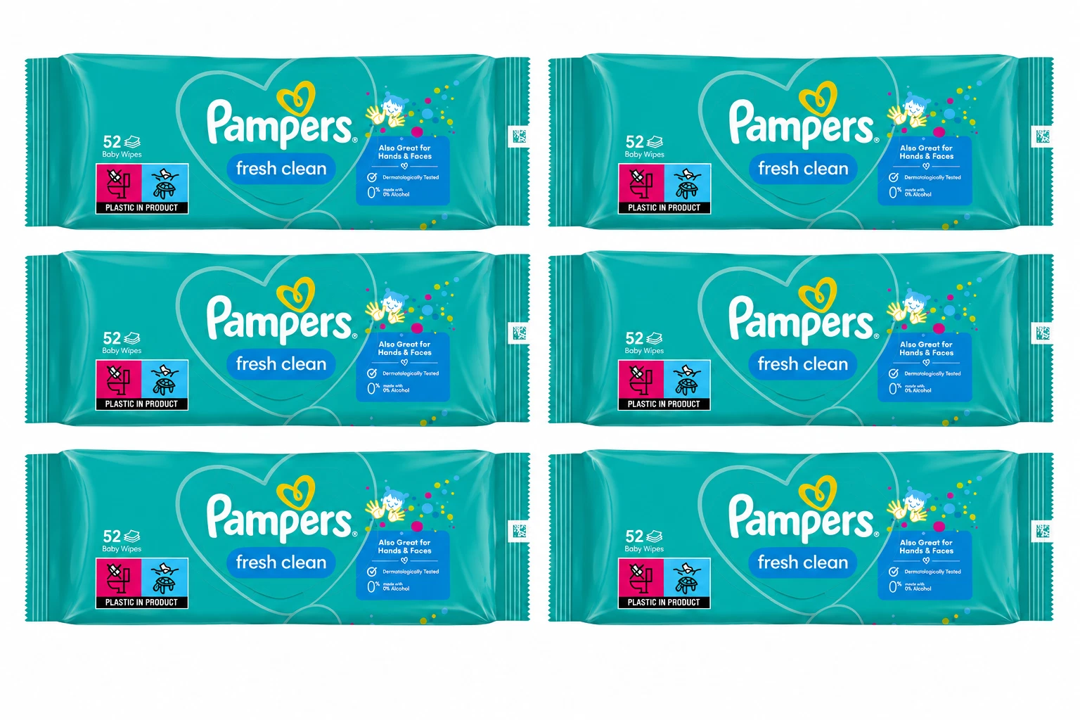 Pampers Fresh Clean Baby Wet Wipes 6 Packs x 52 Wipes Sensitive Skin Soft Gentle
Opens in a new wind