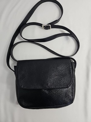 Moscardini Firenze Black  Leather Crossbody Bag Shoulder Florence Italy 7''x5''