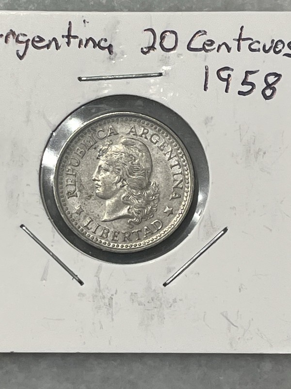 1958 Argentina 20 Centavos Coin