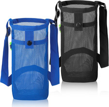 2 Packs Bottle Holder With Strap, Mesh Sling With Adjustable Shoulder Strap,