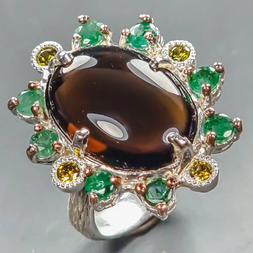 Jewellery Natural Smoky Quartz Ring 925 Sterling Silver Size 6 /R442727