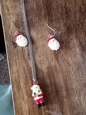 Handmade Santa Claus Necklace and Earring Set
