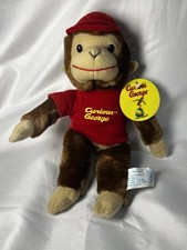 Vintage Curious George Plush 10 Red Hat Shirt Toy Network NWT Monkey Stuffed
